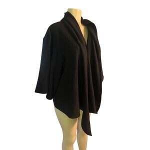 Women L Ever Kom Obo Wool Black Cardigan Poncho Cape Sweater Jacket